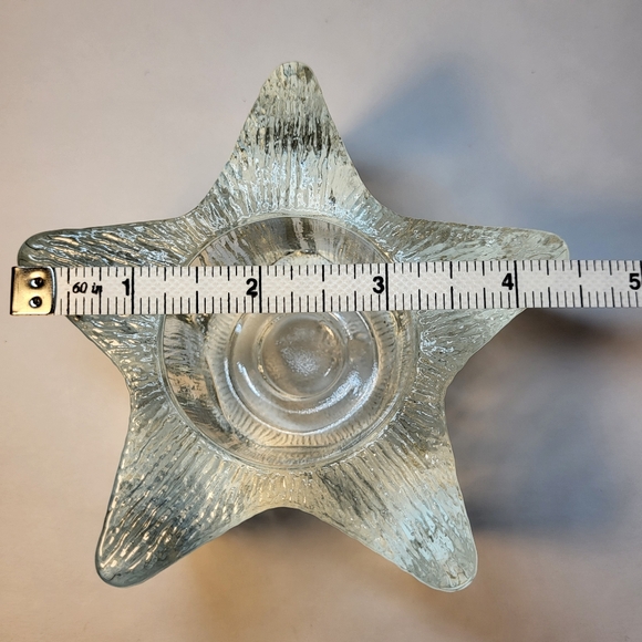 Avon Star Shape CANDLE HOLDER Starbright Textured Heavy Glass Tea Light Votive - Picture 3 of 12
